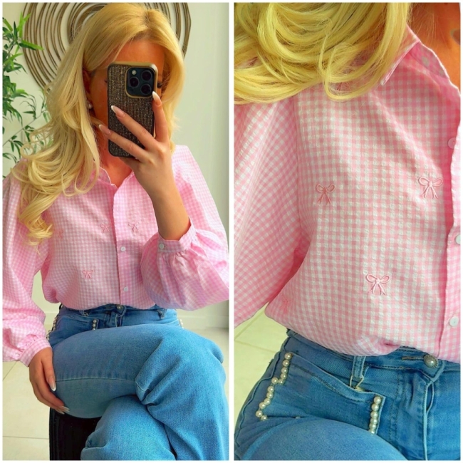 Blouse pink bow