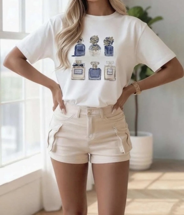 T shirt White bleu parfum