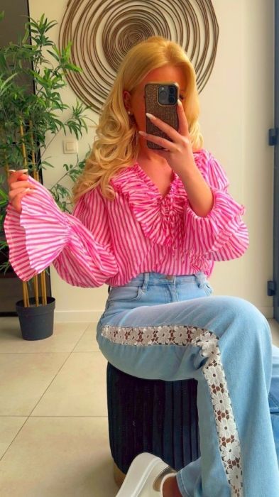 Bloes fushia strepen frulle