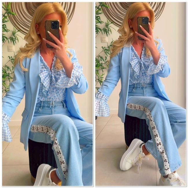 Bloes blauw Vichy frull