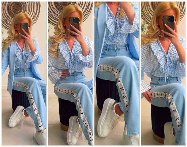 Bloes blauw Vichy frull