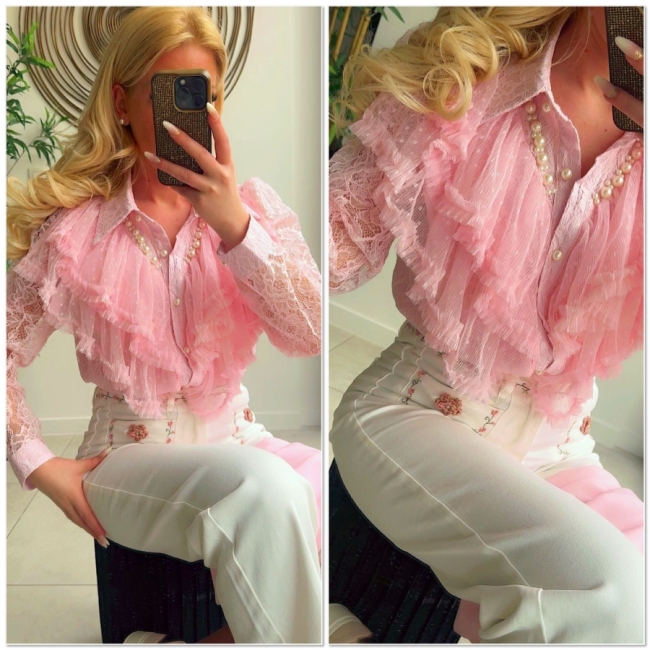 Bloes pink kant Perle frulle 