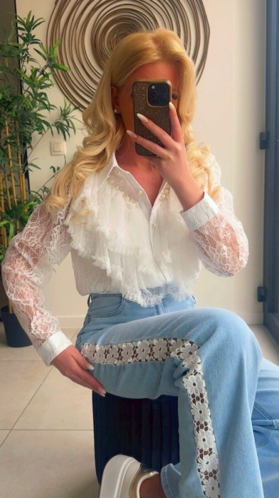 Bloes wit kant perle frull