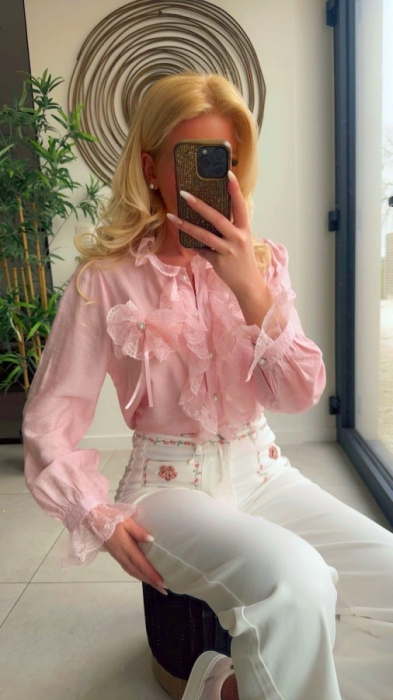 Blouse pink dentaill frull