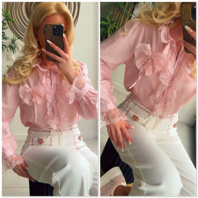 Blouse pink dentaill frull