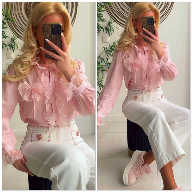 Blouse pink dentaill frull