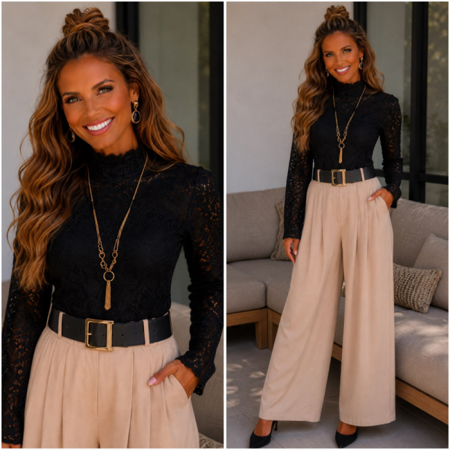 Broek wijd beige 
