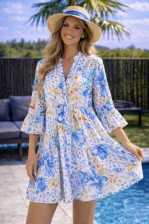 Robe bleu  fleurs 
