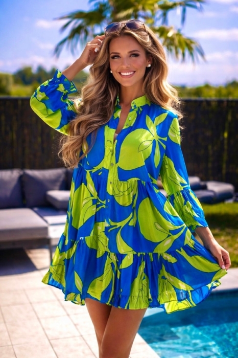 Robe bleu royal vert
