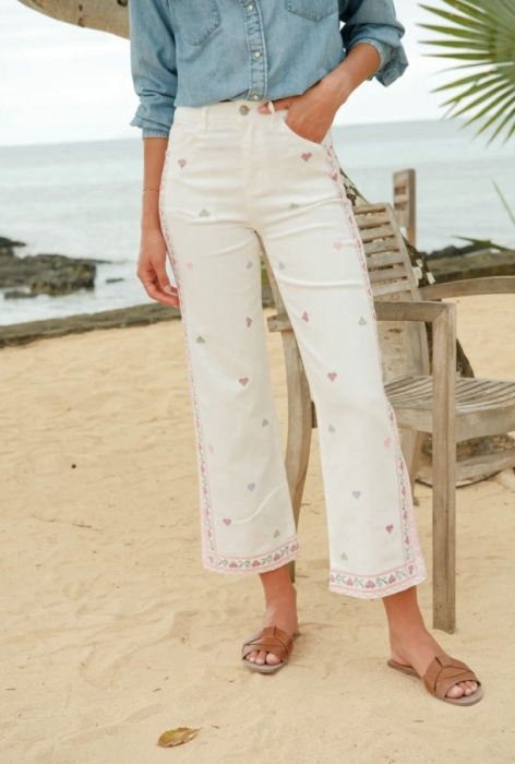 Pants Wide leg White hearts 