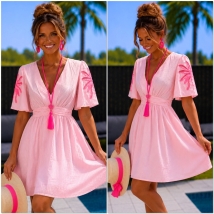 Robe pink broderie 