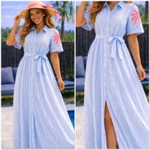 Hemdkleed blauw broderie mouw