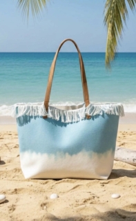 Tas groot blauw crème 