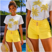 Short jaune noeud strass