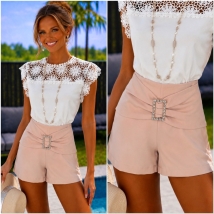 Short beige strass