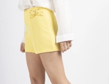 Short geel strik zij strass