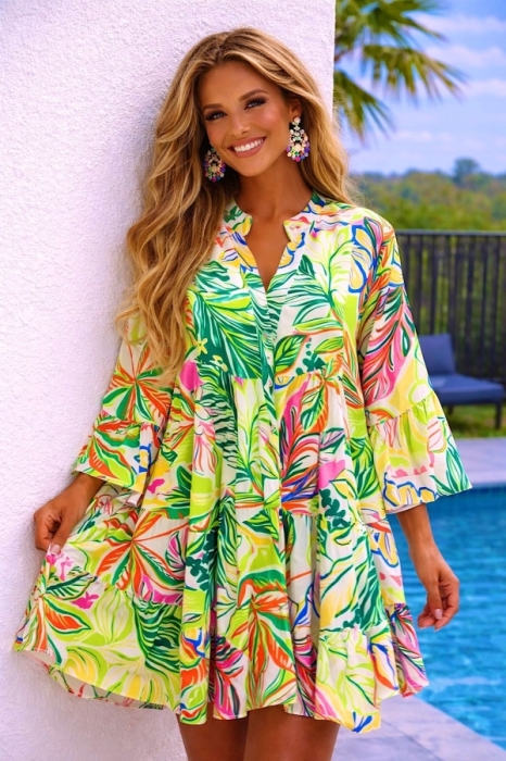Robe vert multi 