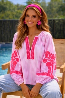 Blouse pink broderie 