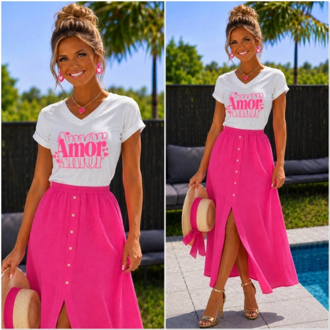 T shirt  blanc Amor pink 