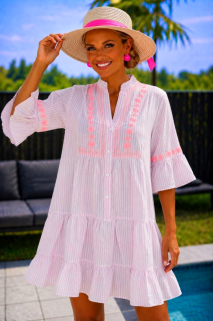 Robe pink broderie pink 