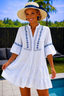 Robe bleu broderie bleu 