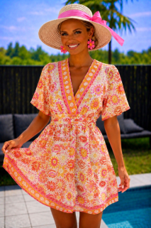 Robe court orange jaune