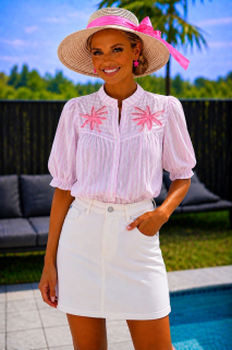 Blouse pink rayures palmtree 
