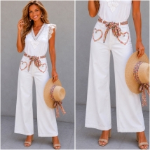 Pantalon blanc coeurs 