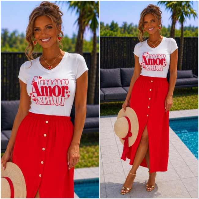 T shirt blanc amour rouge 