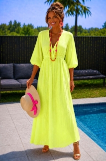 Kleed lang fluo geel mouw 
