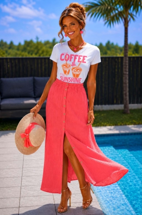 Skirt corail buttons 