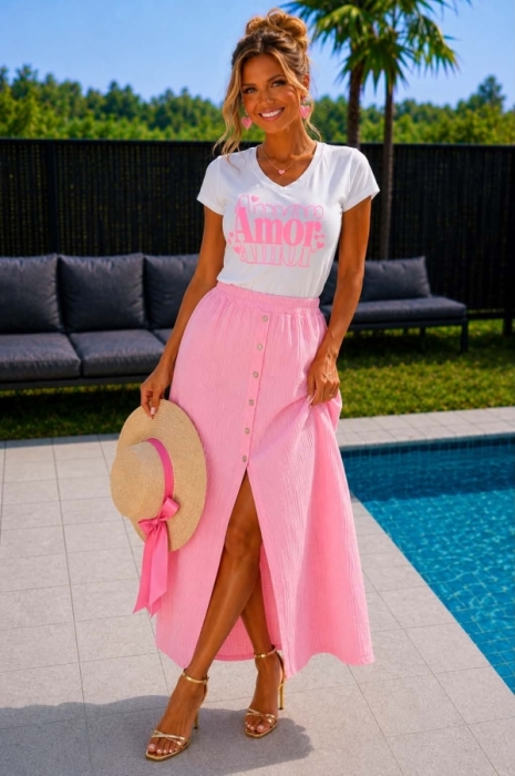Skirt Light pink buttons 