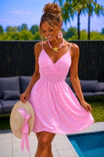 Robe pink blanc boules