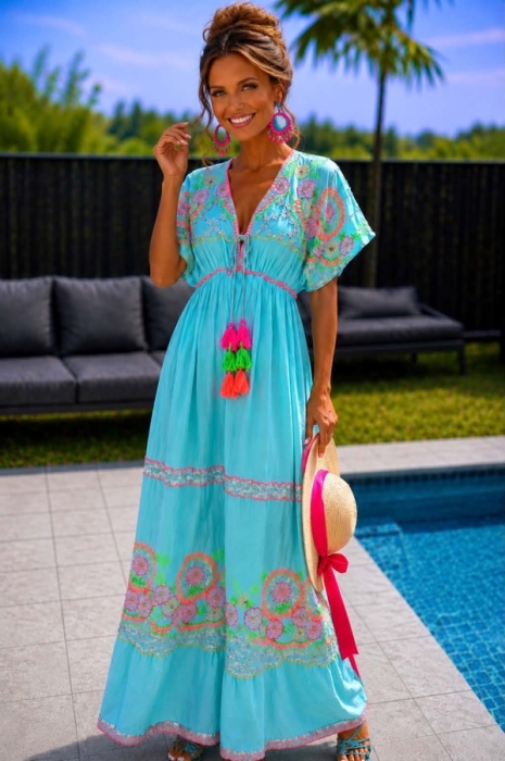 Kleed turquoise boho 