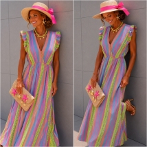 Robe longue bleu multi tetra