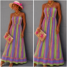 Robe bleu multi bustier tetra
