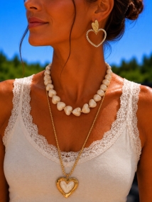 Earrings coeur gold strass