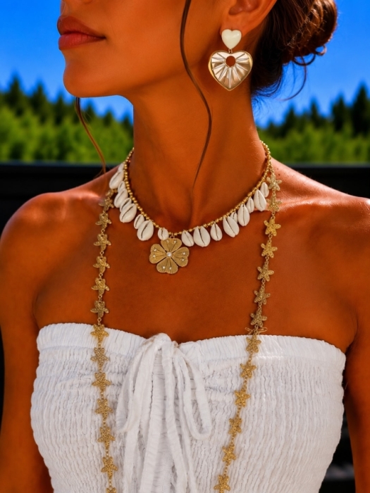 Boucles blanc gold coeur 