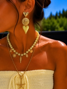Earrings gold yellow hearts 