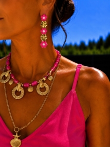 Boucles fushia gold Fleurs 
