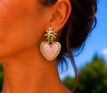 Oorbellen pink gold hart 