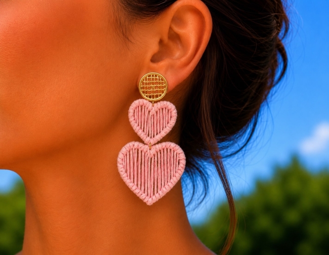 Oorbellen pink hartjes 