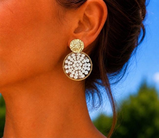 Oorbellen wit gold klein rond 