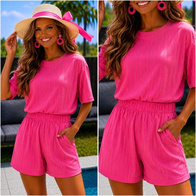 Set fushia strass tshirt en short