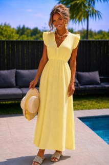 Robe longue jaune tetra 