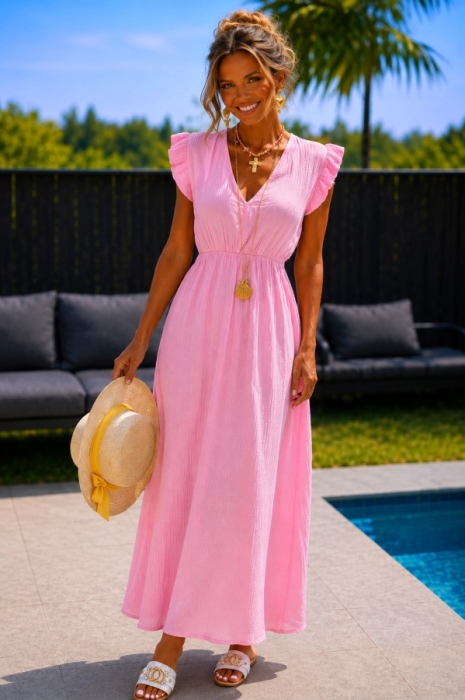 Robe longue pink tetra 