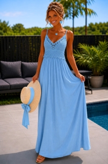 Robe bleu jeans bustier croché 
