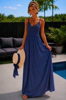 Robe bleu marine buste croché 