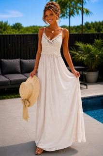Robe beige buste croché 