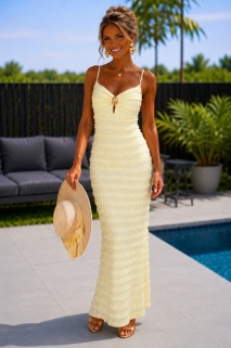 Robe longue jaune 
